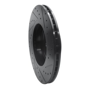 BMW X3 Brake Rotor (1) - Front Left - R1 Concepts - Drilled & Slotted - Black - `04-`10